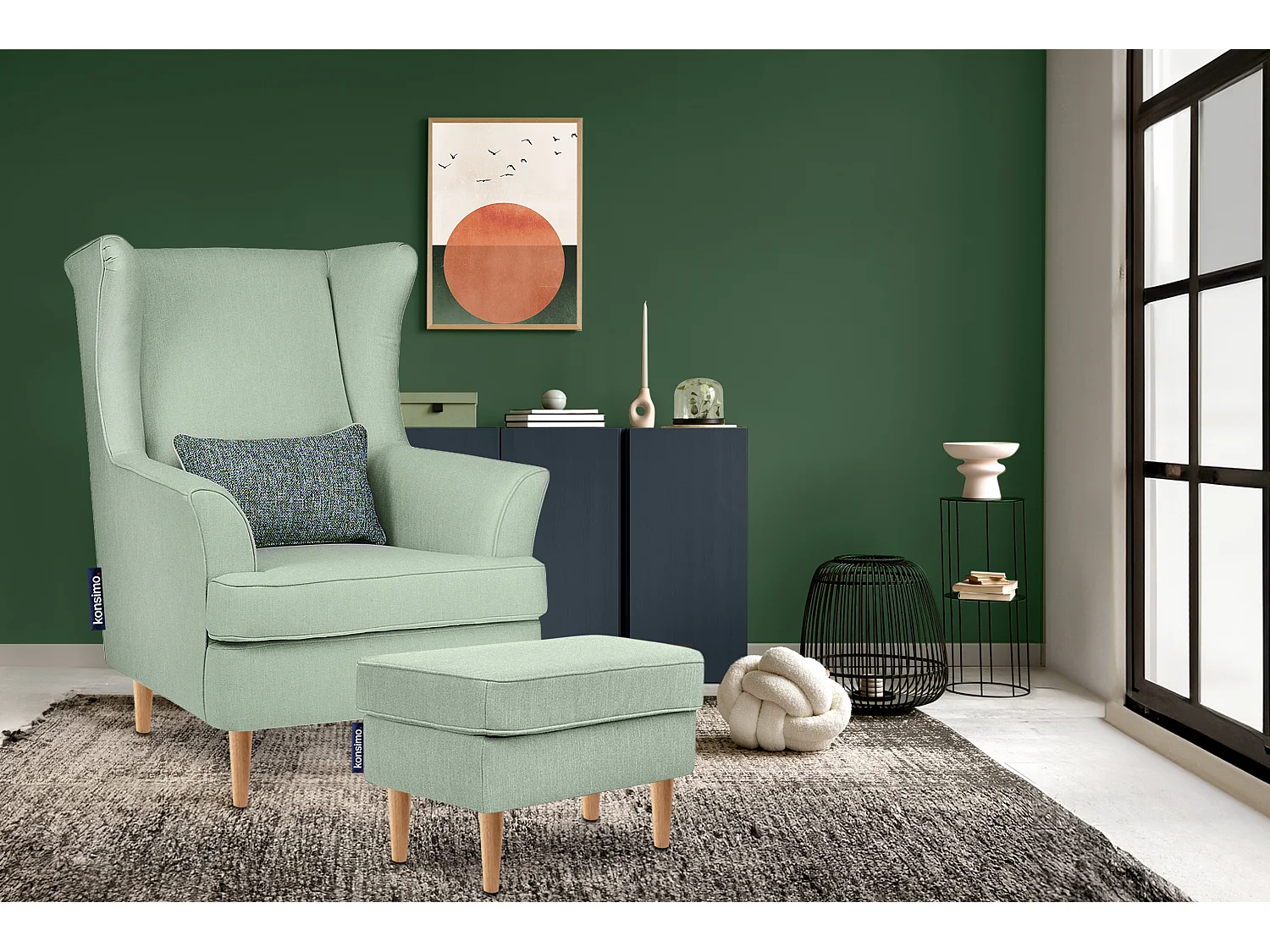 Sitzhocker zeitloses Design hohe Füße - hellgrün - STRALIS