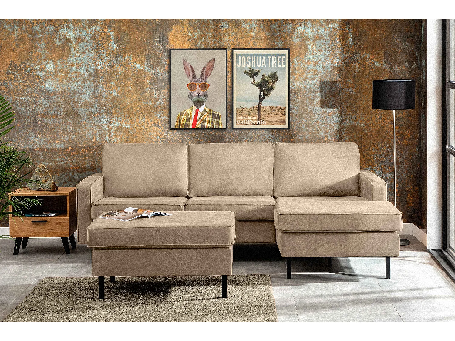 Hockerstuhl auf hohen Metallbeinen - beige - INVIA