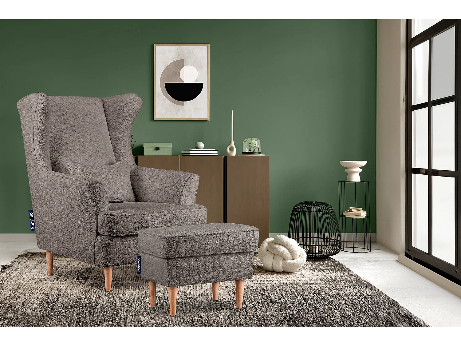 Sitzhocker zeitloses Design hohe Füße - dunkelbeige - STRALIS