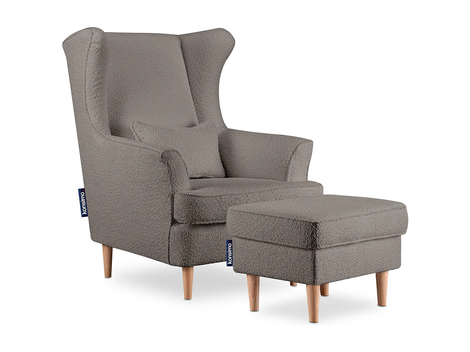 Sitzhocker zeitloses Design hohe Füße - dunkelbeige - STRALIS