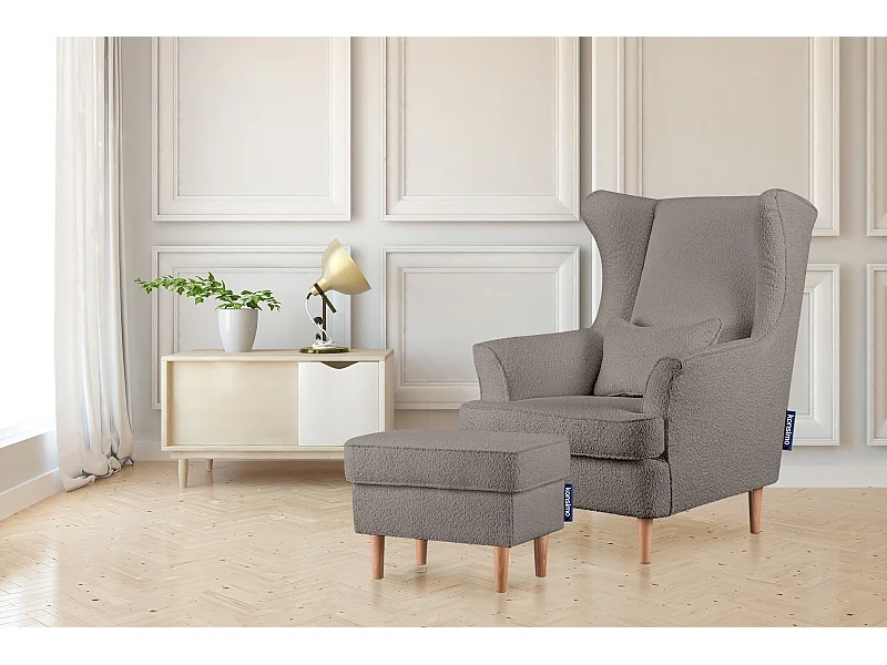 Sitzhocker zeitloses Design hohe Füße - dunkelbeige - STRALIS