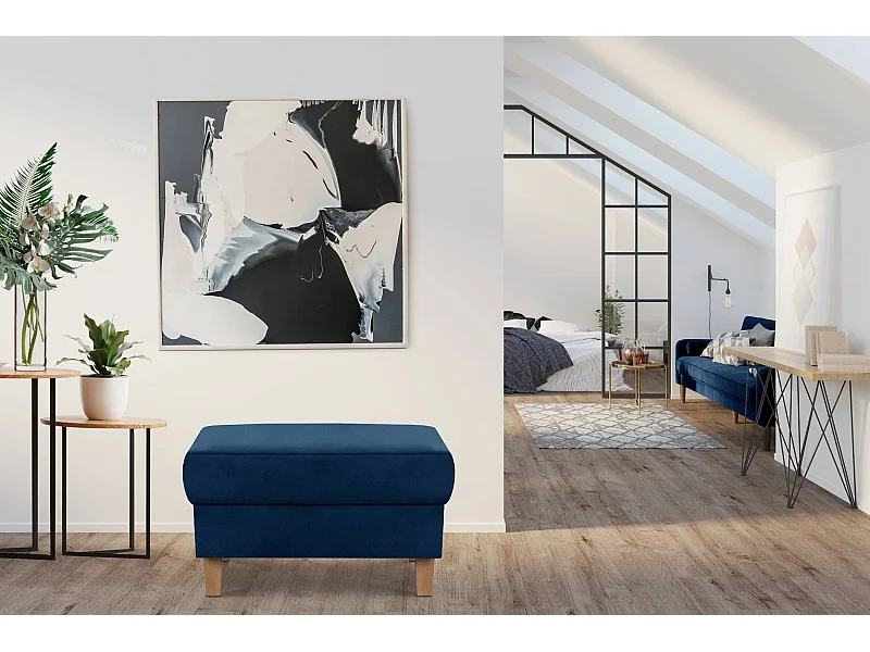 Sitzhocker Polsterhocker aufklappbarer - dunkelblau - ERISO