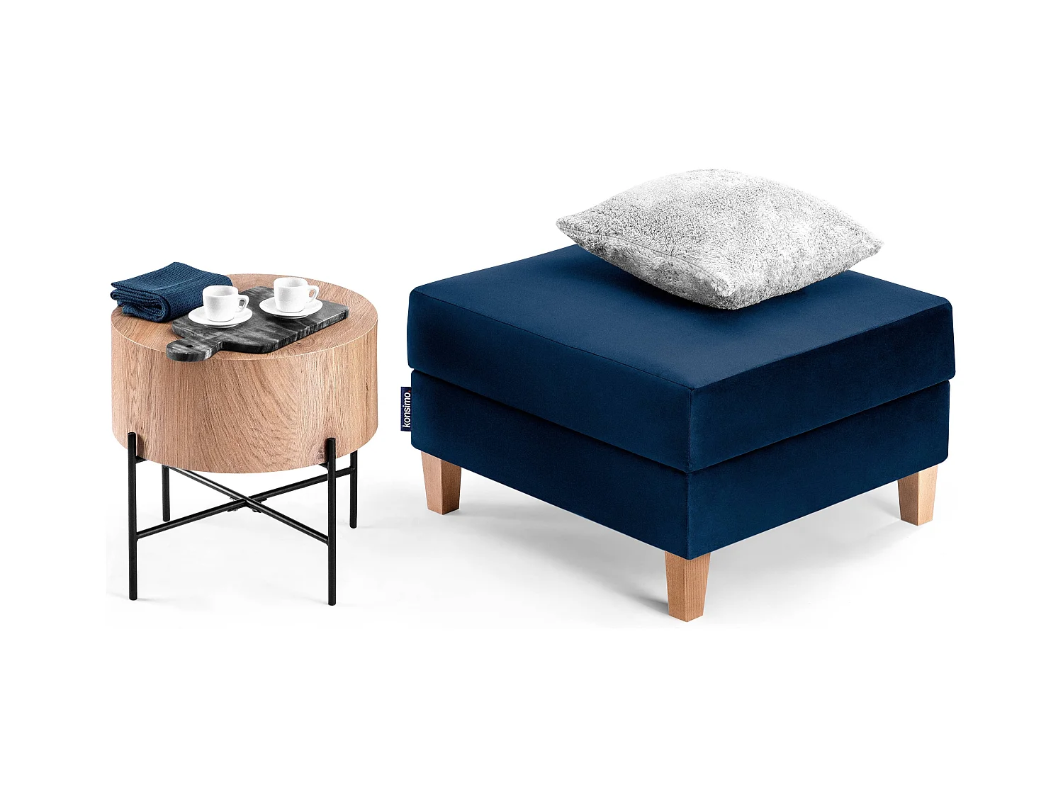 Sitzhocker Polsterhocker aufklappbarer - dunkelblau - ERISO