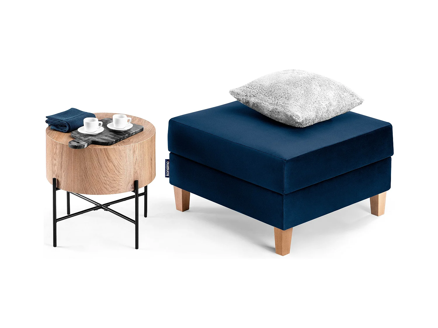 Sitzhocker Polsterhocker aufklappbarer - dunkelblau - ERISO