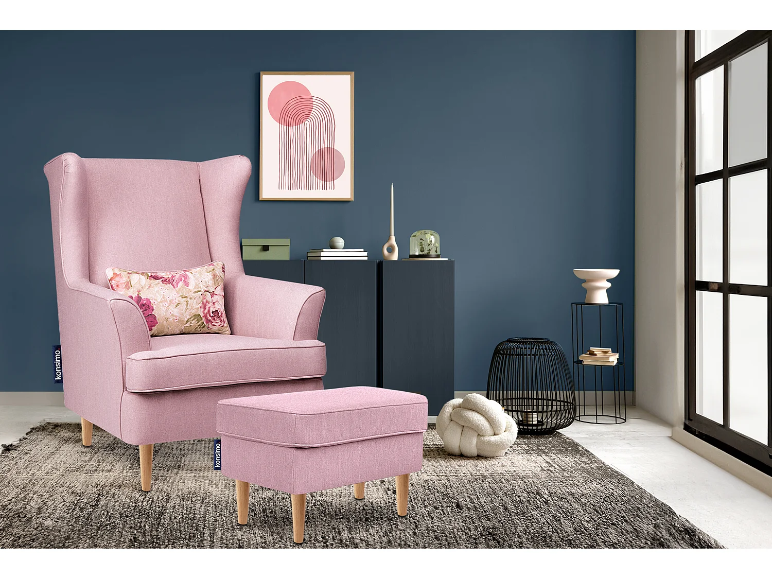 Sitzhocker zeitloses Design hohe Füße - Rosa - STRALIS