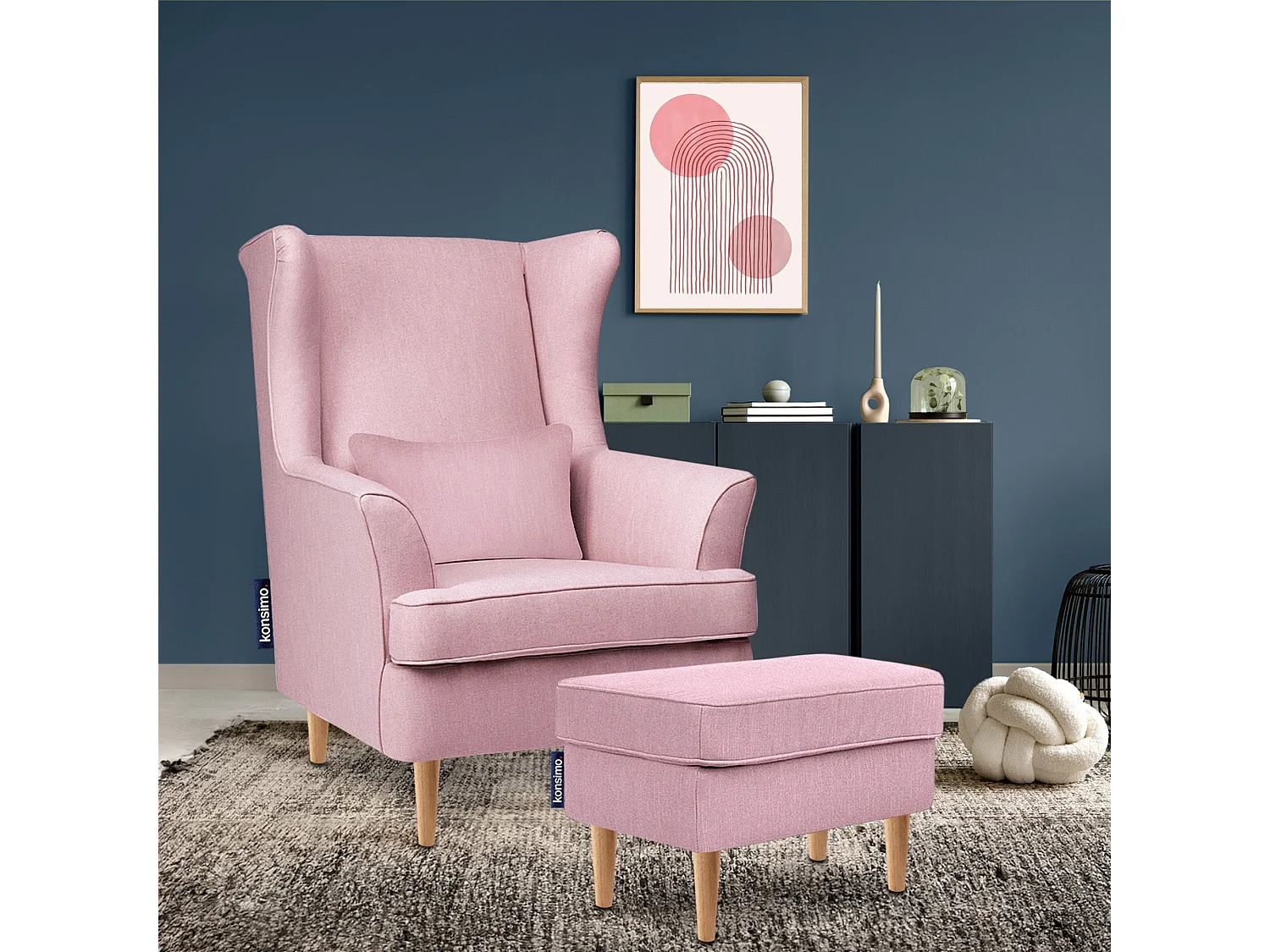 Sitzhocker zeitloses Design hohe Füße - Rosa - STRALIS