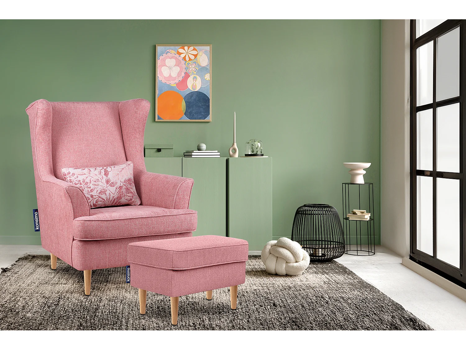 Sitzhocker zeitloses Design hohe Füße - rosa - STRALIS