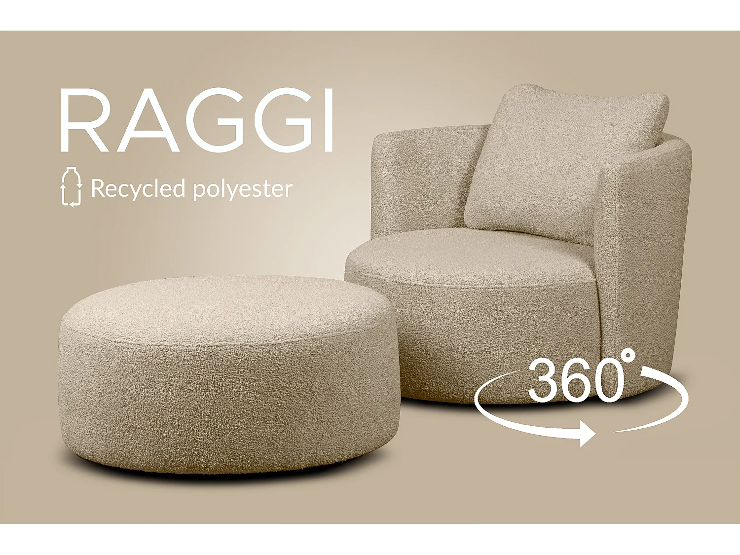 Puff im modernistischen Stil - beige - RAGGI