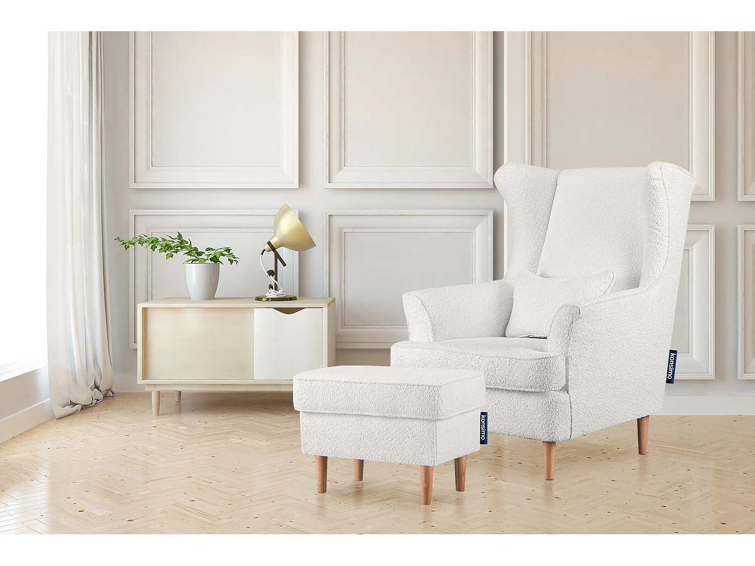 Sitzhocker zeitloses Design hohe Füße - weiß - STRALIS