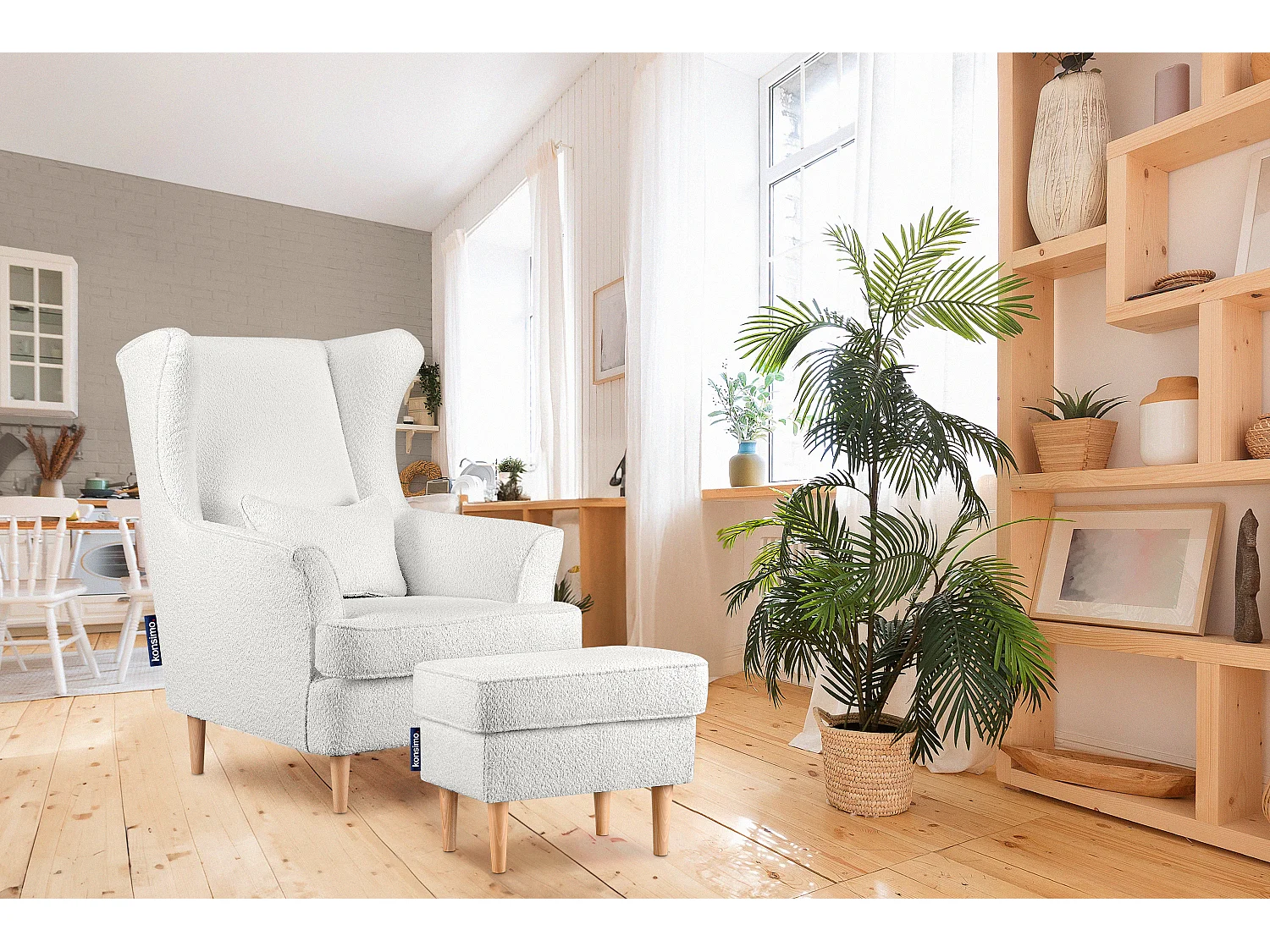 Sitzhocker zeitloses Design hohe Füße - weiß - STRALIS