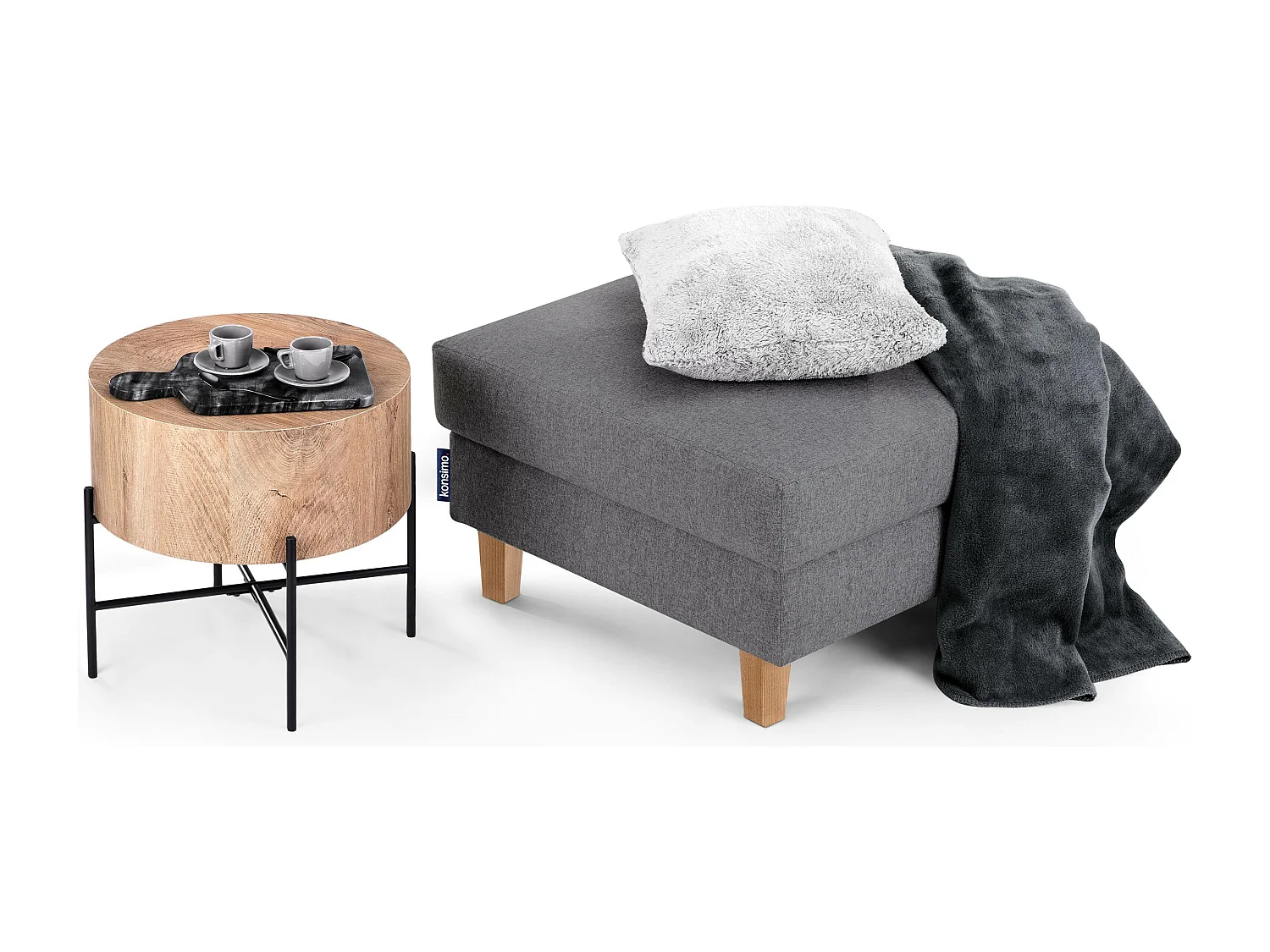 Sitzhocker Polsterhocker aufklappbarer - dunkelgrau - ERISO