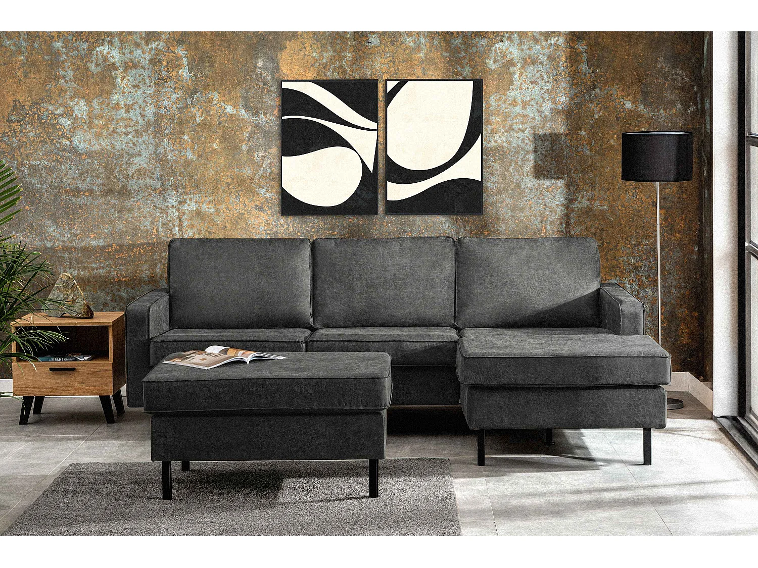 Hockerstuhl auf hohen Metallbeinen - dunkelgrau - INVIA