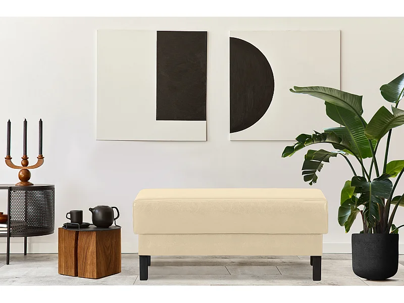 Sitzhocker auf hohen Holzbeinen - Ecru - ESPECTO