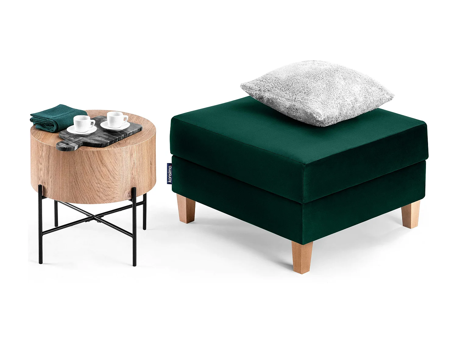 Sitzhocker Polsterhocker aufklappbarer - dunkelgrün - ERISO