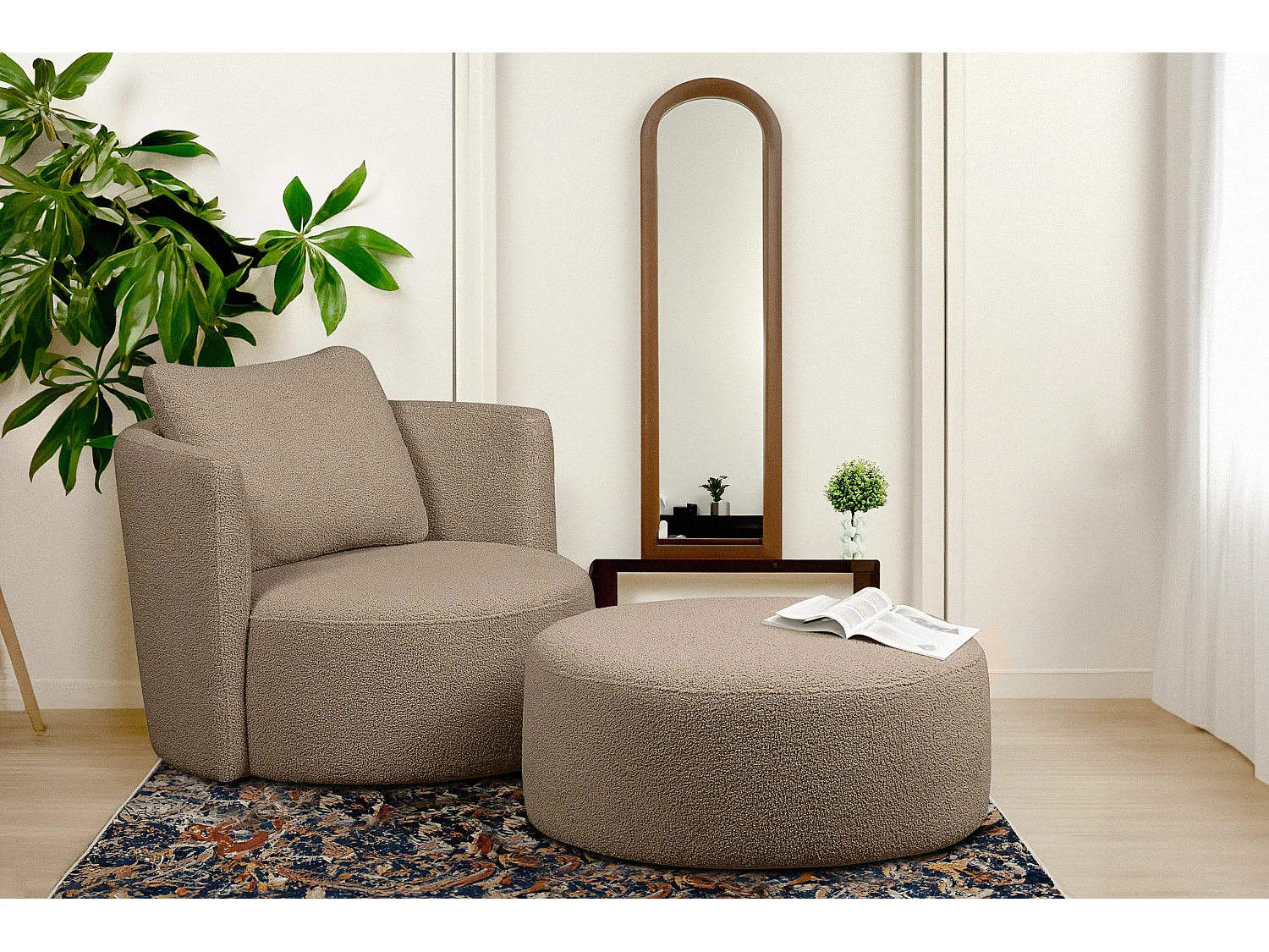 Puff im modernistischen Stil - Graubeige - RAGGI