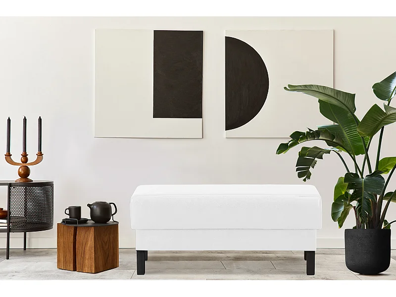 Sitzhocker auf hohen Holzbeinen - weiß - ESPECTO