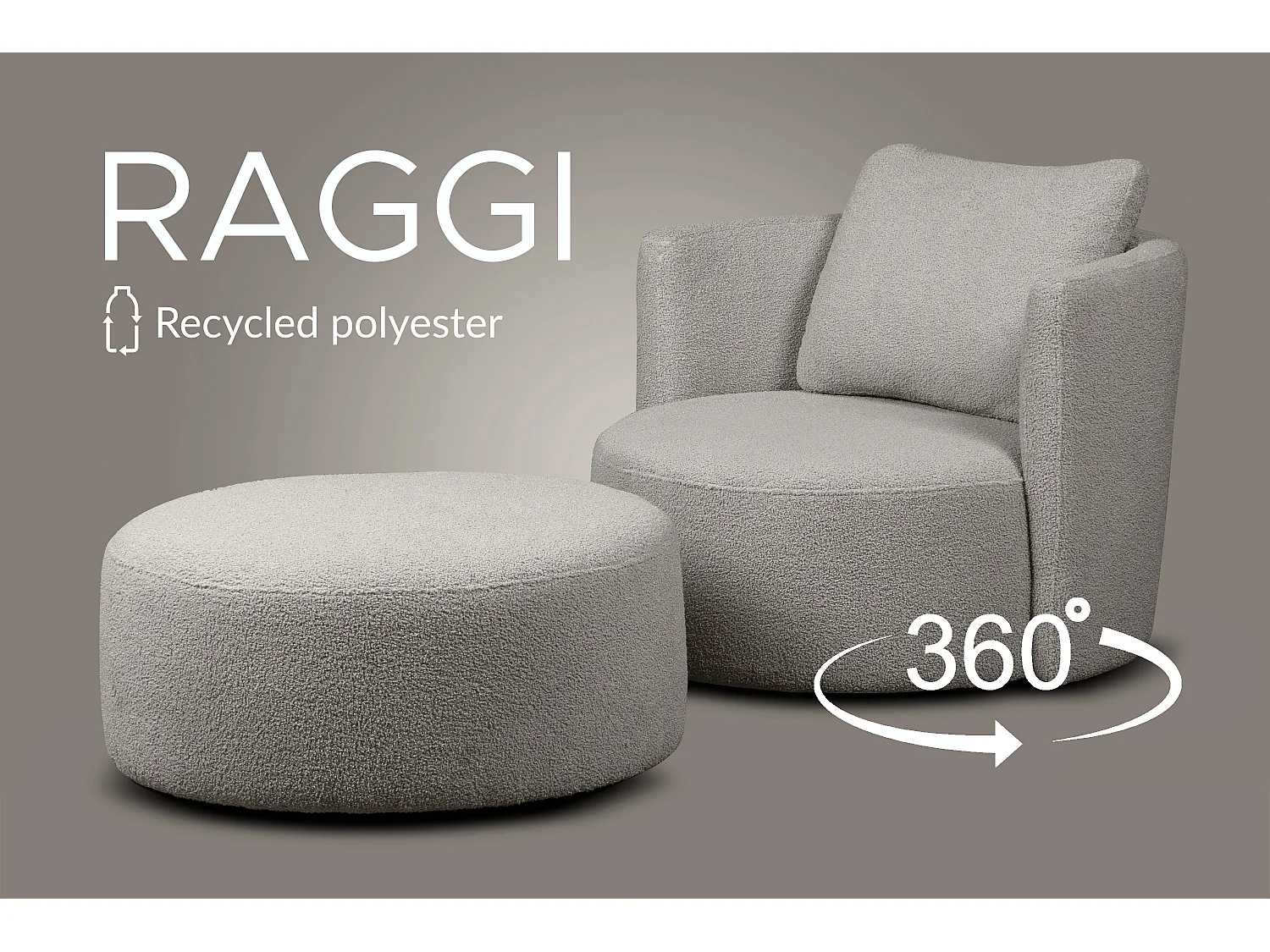 Puff im modernistischen Stil - hellgrau - RAGGI