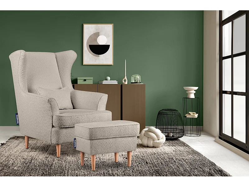 Sitzhocker zeitloses Design hohe Füße - beige - STRALIS