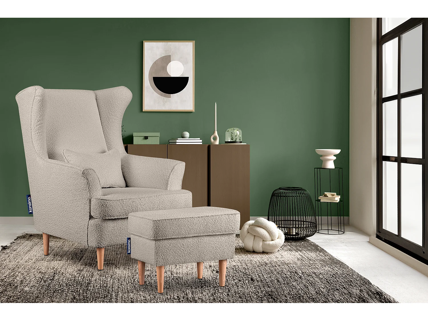 Sitzhocker zeitloses Design hohe Füße - beige - STRALIS