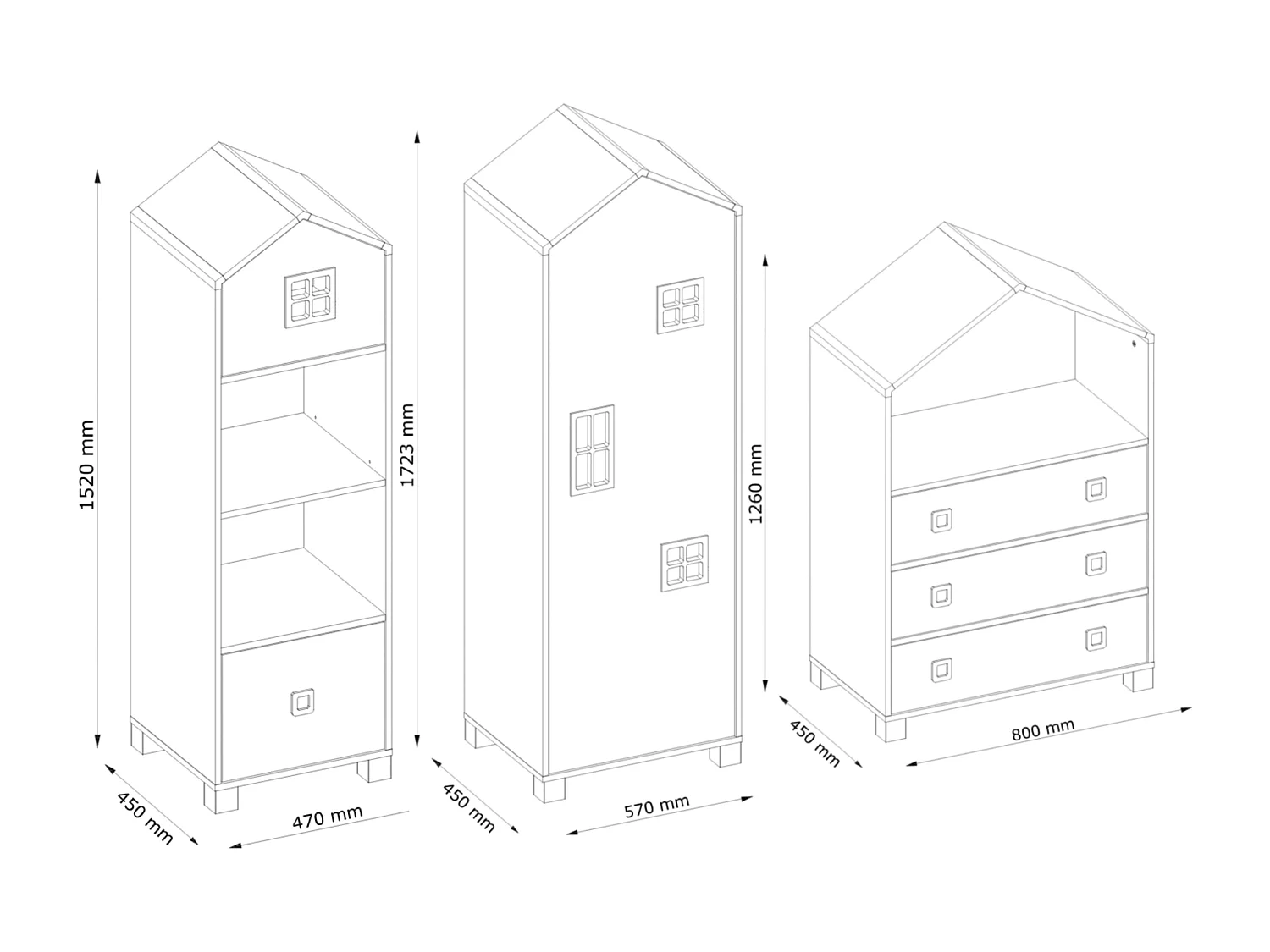 Kindermöbel-Set  (3er-Set) - Weiß - MIRUM