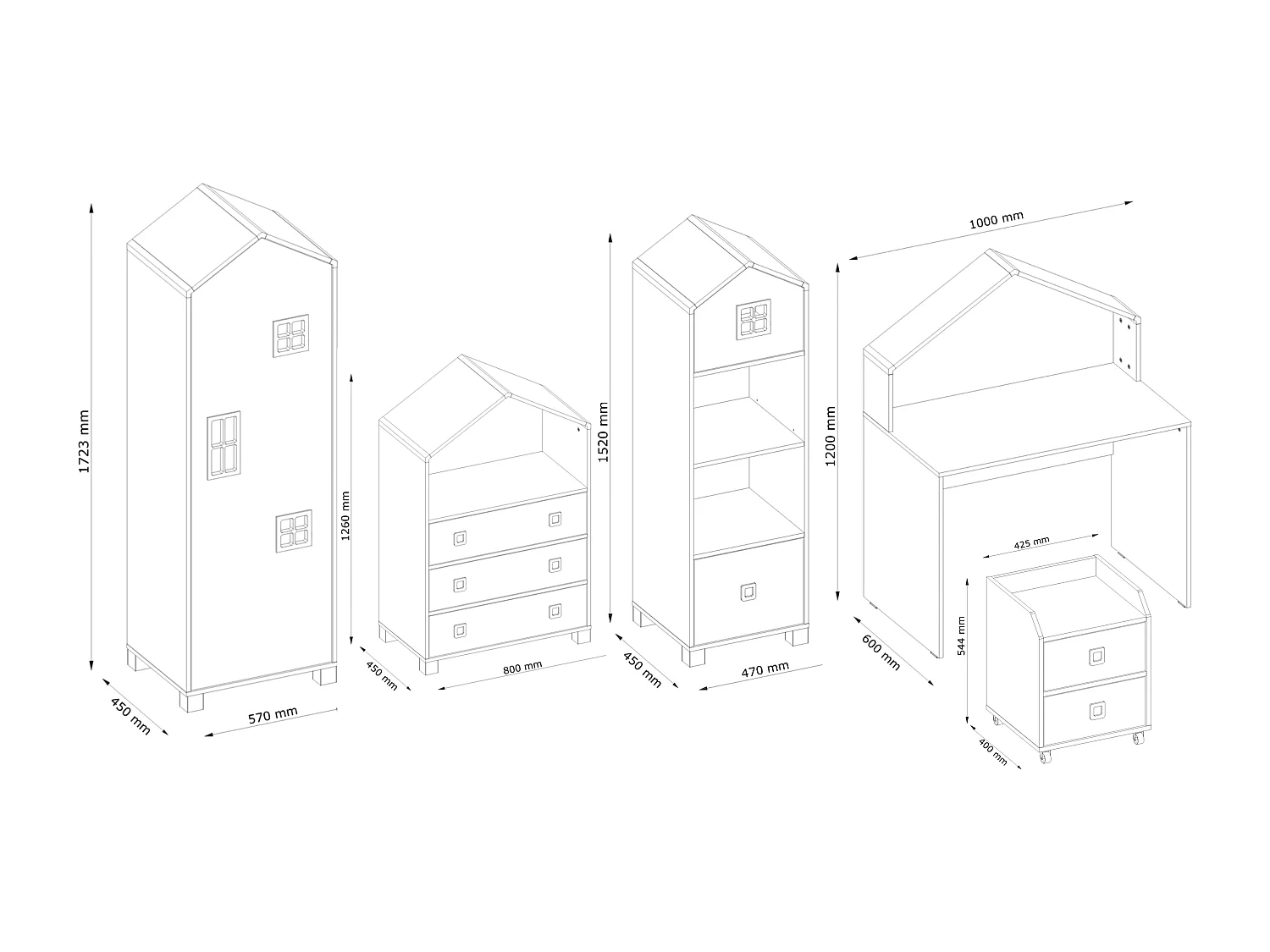 Kindermöbel-Set  (6er-Set) - Weiß - MIRUM