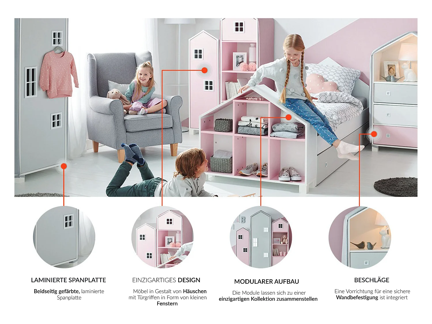 Kinderkleiderschrank - Weiß - MIRUM