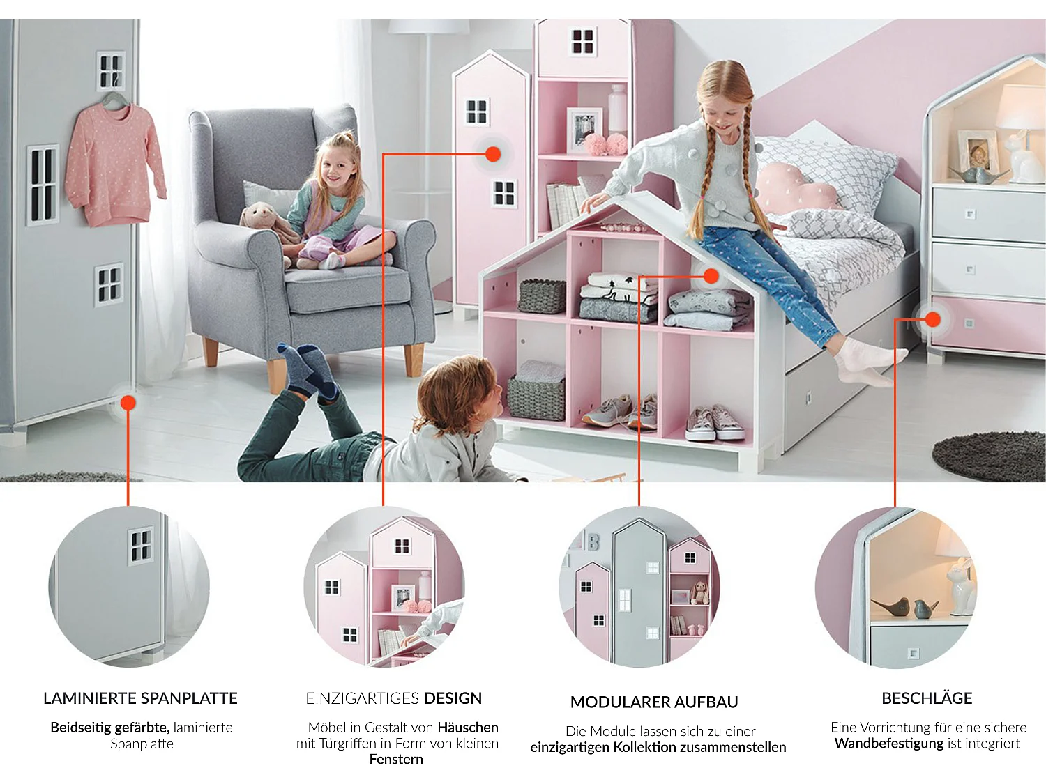 Kinderkleiderschrank - Weiß - MIRUM