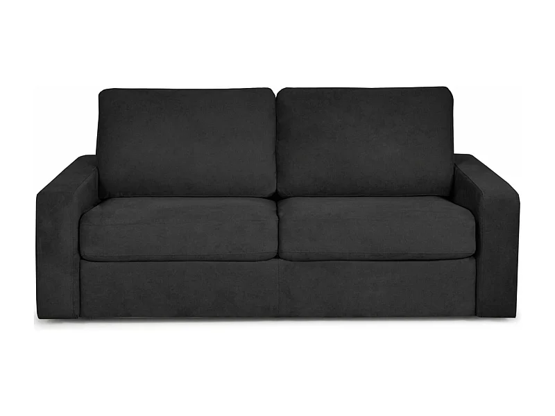 Schlafsofa 3 Personen mit Unterfederung und Matratze - schwarz - MENTO