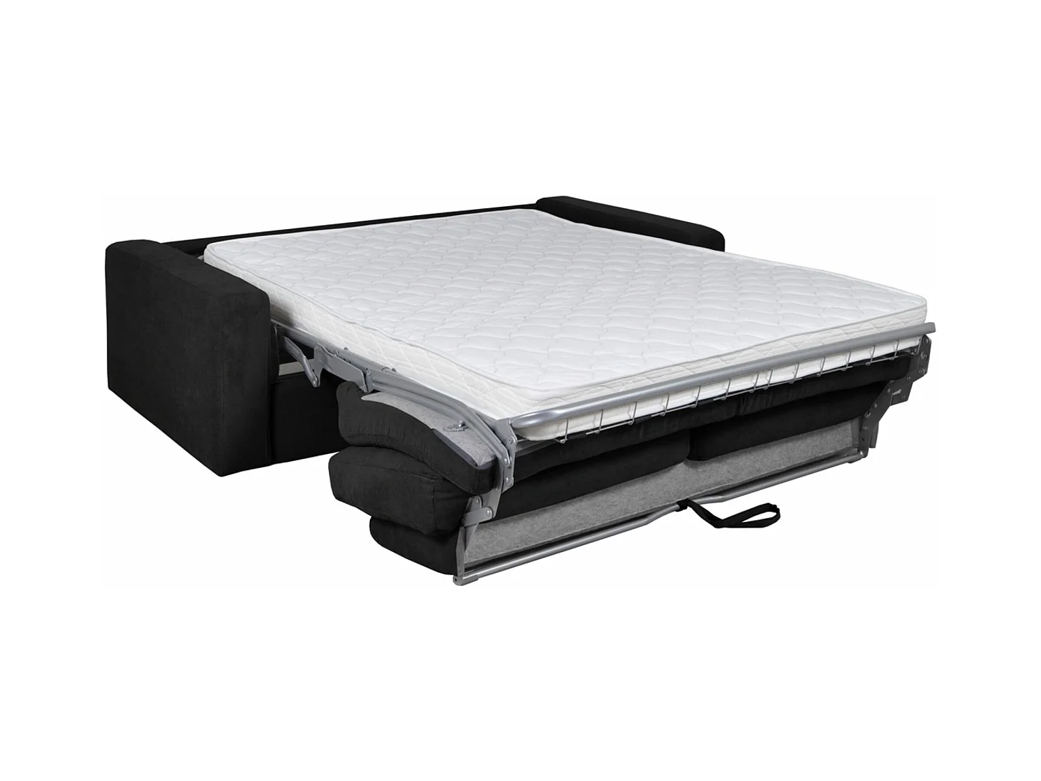 Schlafsofa 3 Personen mit Unterfederung und Matratze - schwarz - MENTO