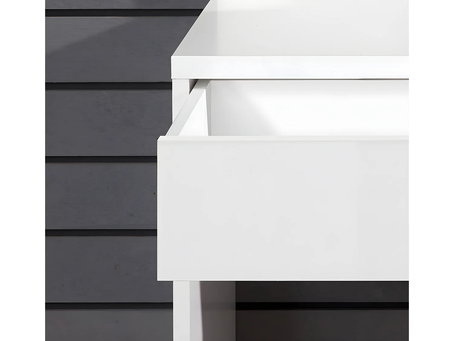 Coiffeuse, table de maquillage avec miroir coloris blanc mat  - L. 85 x H. 141 x P. 40 cm