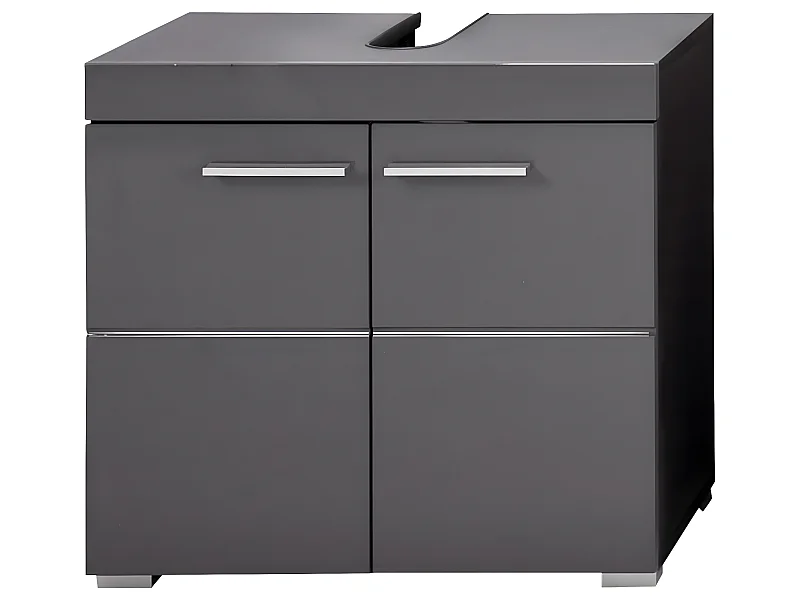 Meuble de salle de bain sous vasque coloris gris anthracite mat et gris anthracite brillant