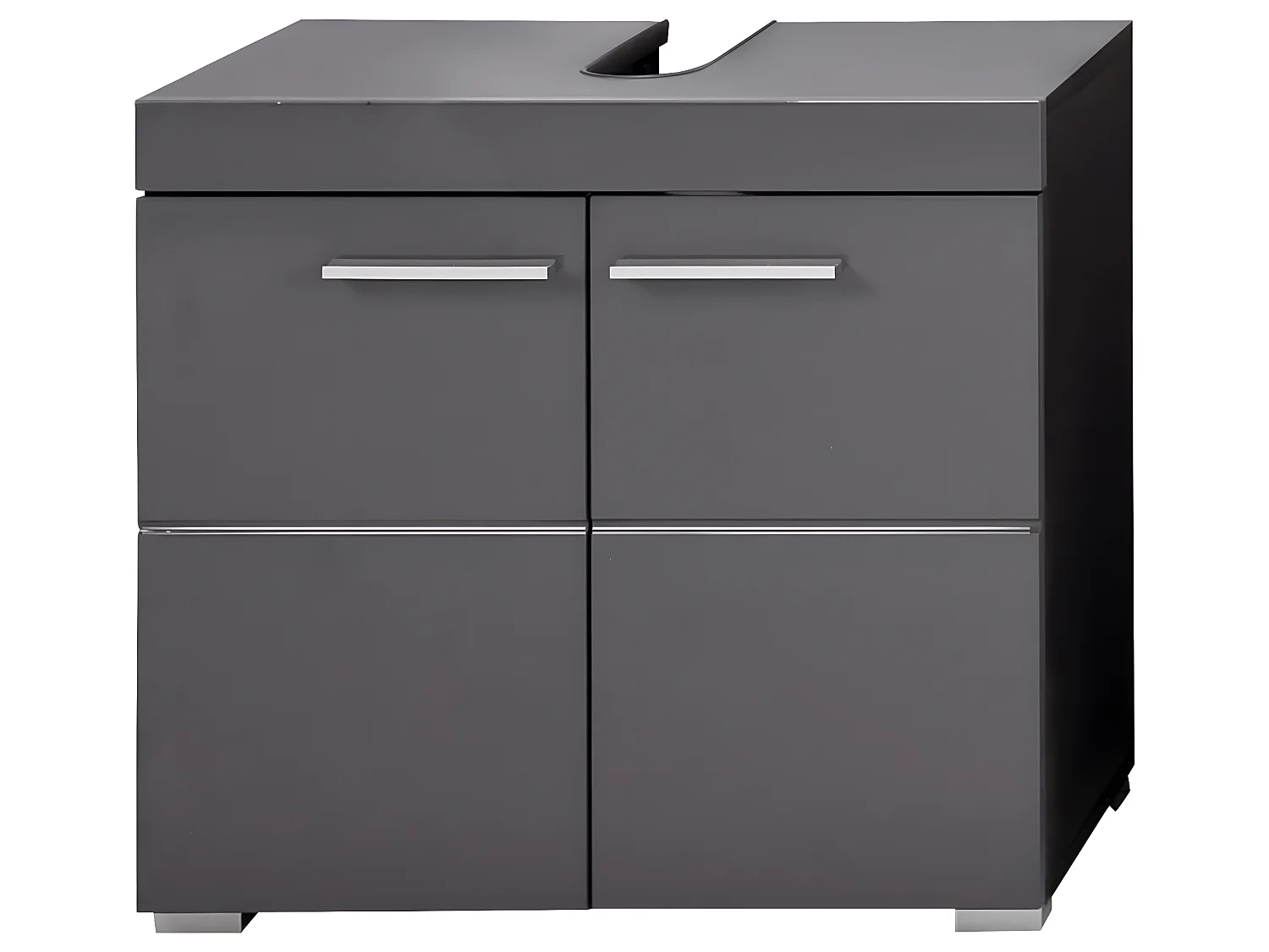 Meuble de salle de bain sous vasque coloris gris anthracite mat et gris anthracite brillant