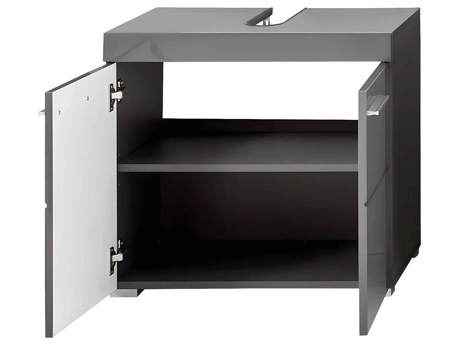 Meuble de salle de bain sous vasque coloris gris anthracite mat et gris anthracite brillant