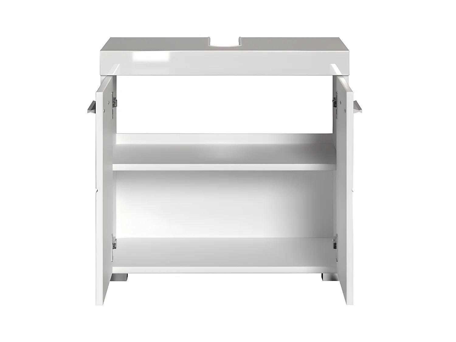 Meuble de salle de bain sous vasque avec 2 portes coloris blanc mat, blanc brillant