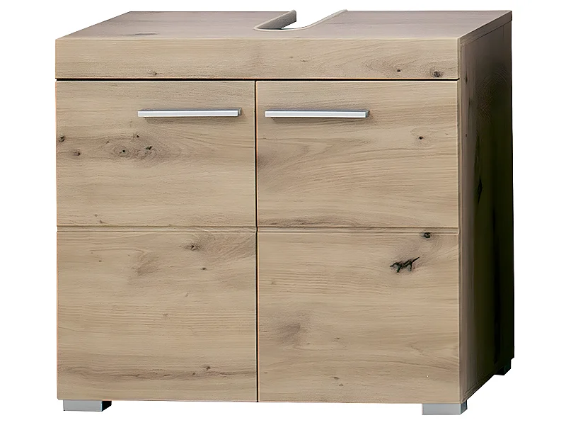 Meuble de salle de bain sous vasque avec 2 portes coloris chêne à nœuds