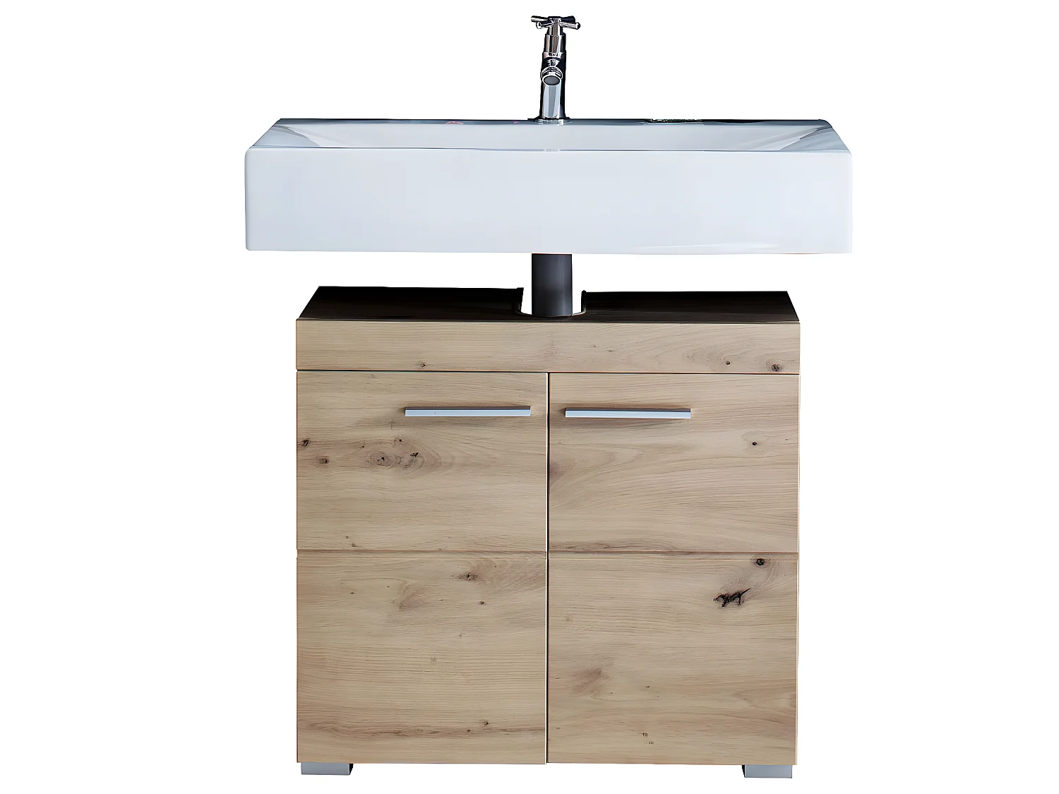 Meuble de salle de bain sous vasque avec 2 portes coloris chêne à nœuds