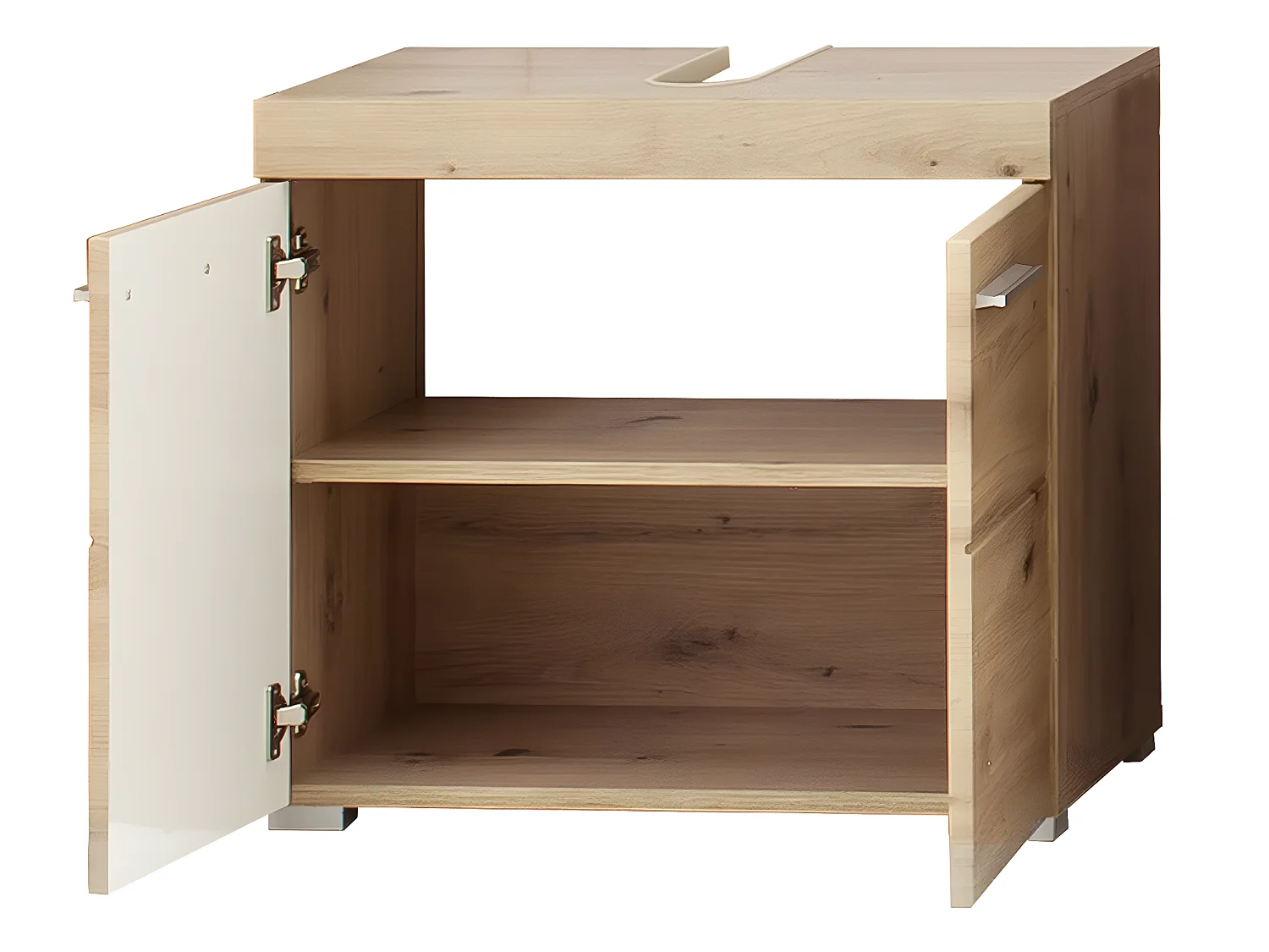 Meuble de salle de bain sous vasque avec 2 portes coloris chêne à nœuds