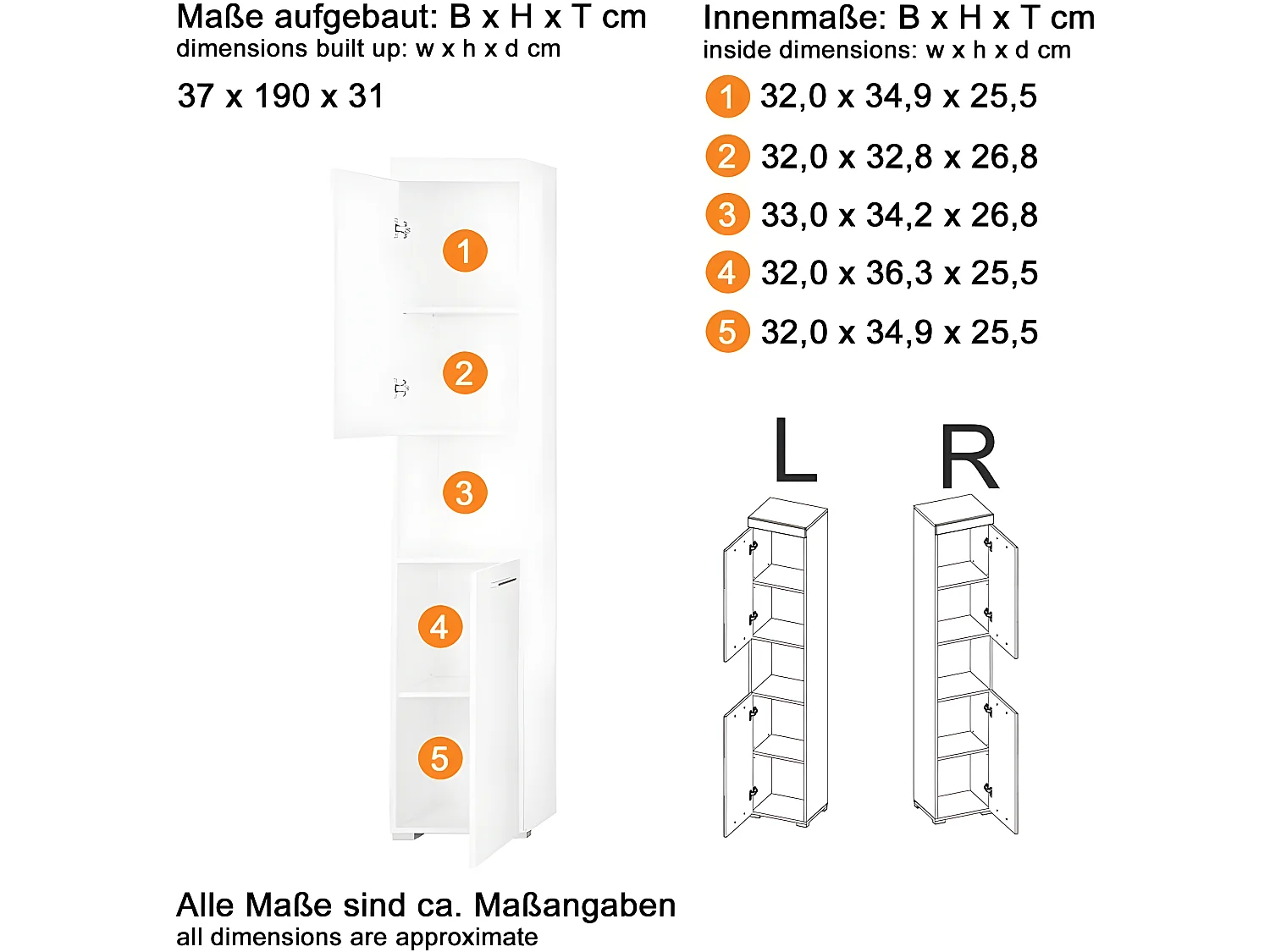 Colonne de salle de bain avec 2 portes coloris chêne à noeuds - L. 37 x H. 190 x P. 31 cm