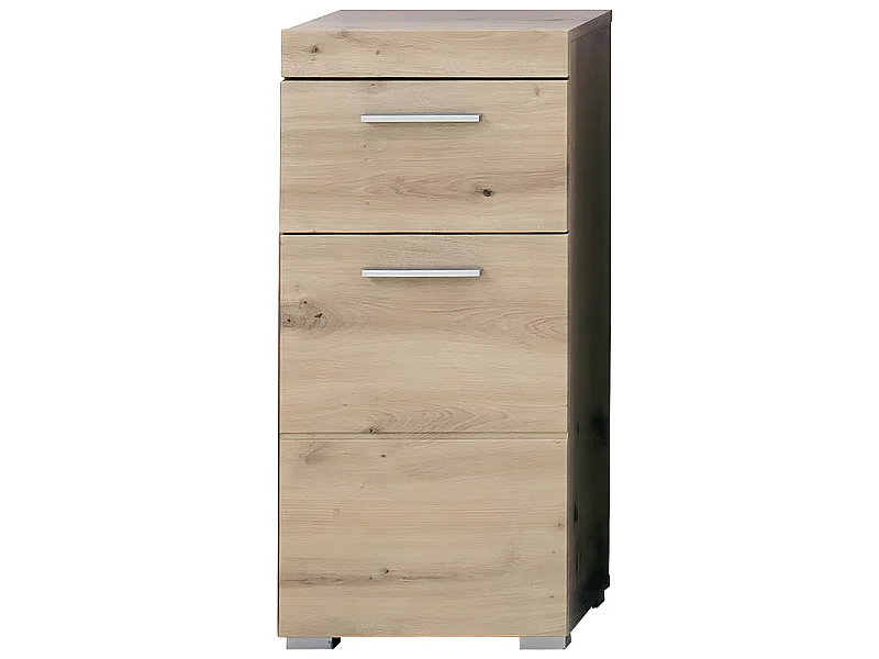 Meuble bas de salle de bain coloris chêne à noeuds - L. 37 x H. 79 x P. 31 cm