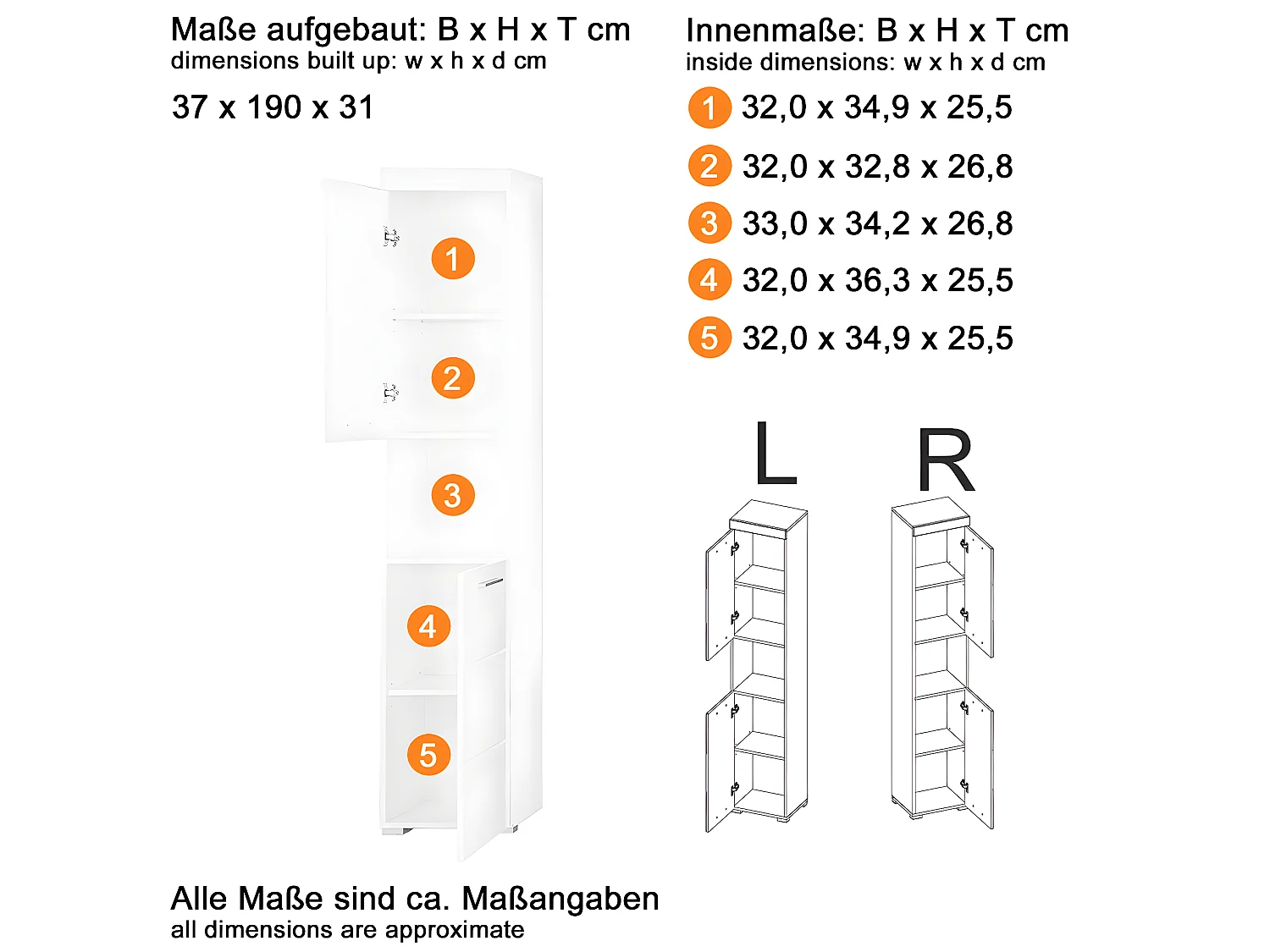 Colonne de salle de bain avec 2 portes coloris blanc mat, blanc brillant