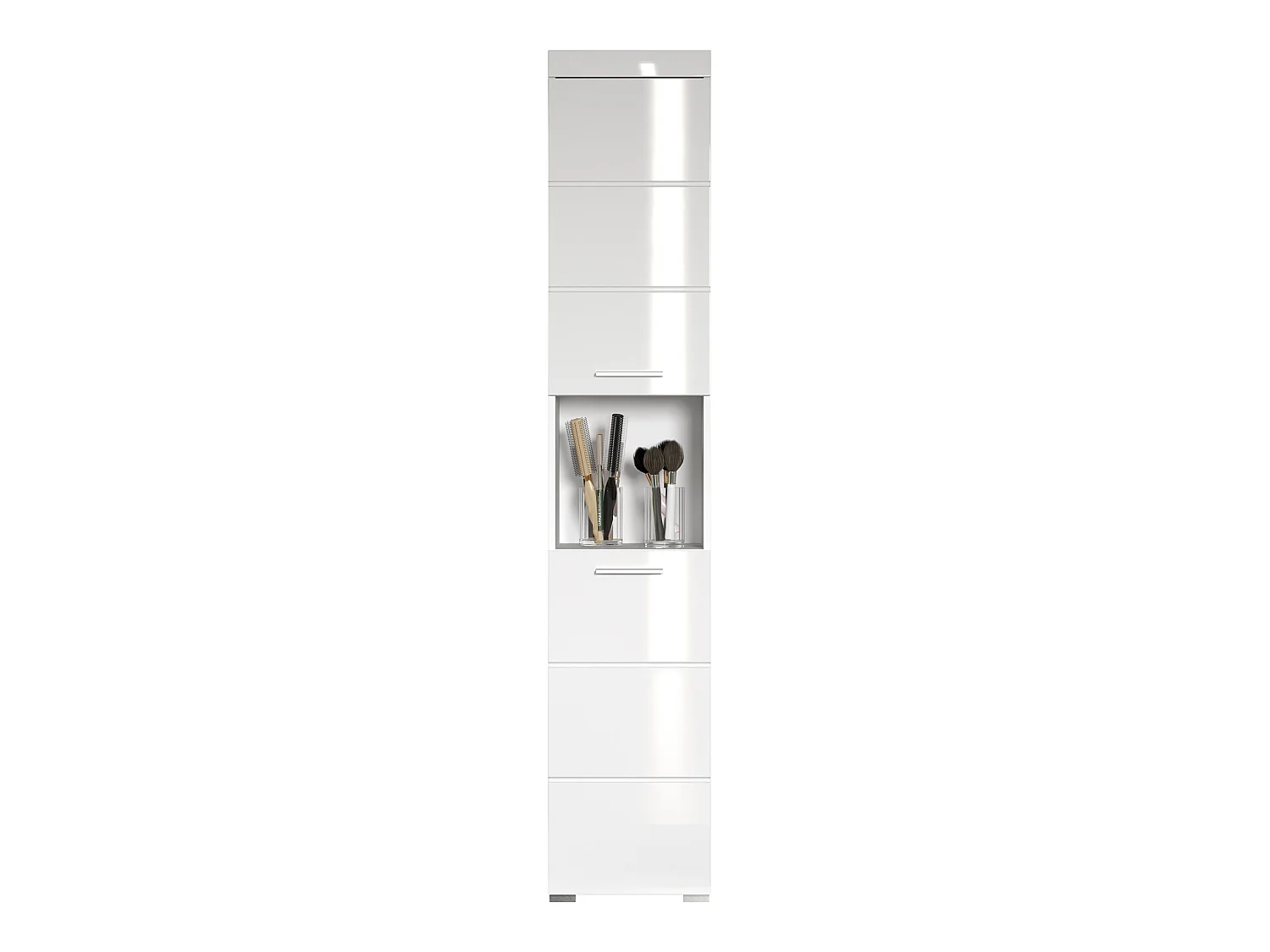 Colonne de salle de bain avec 2 portes coloris blanc mat, blanc brillant