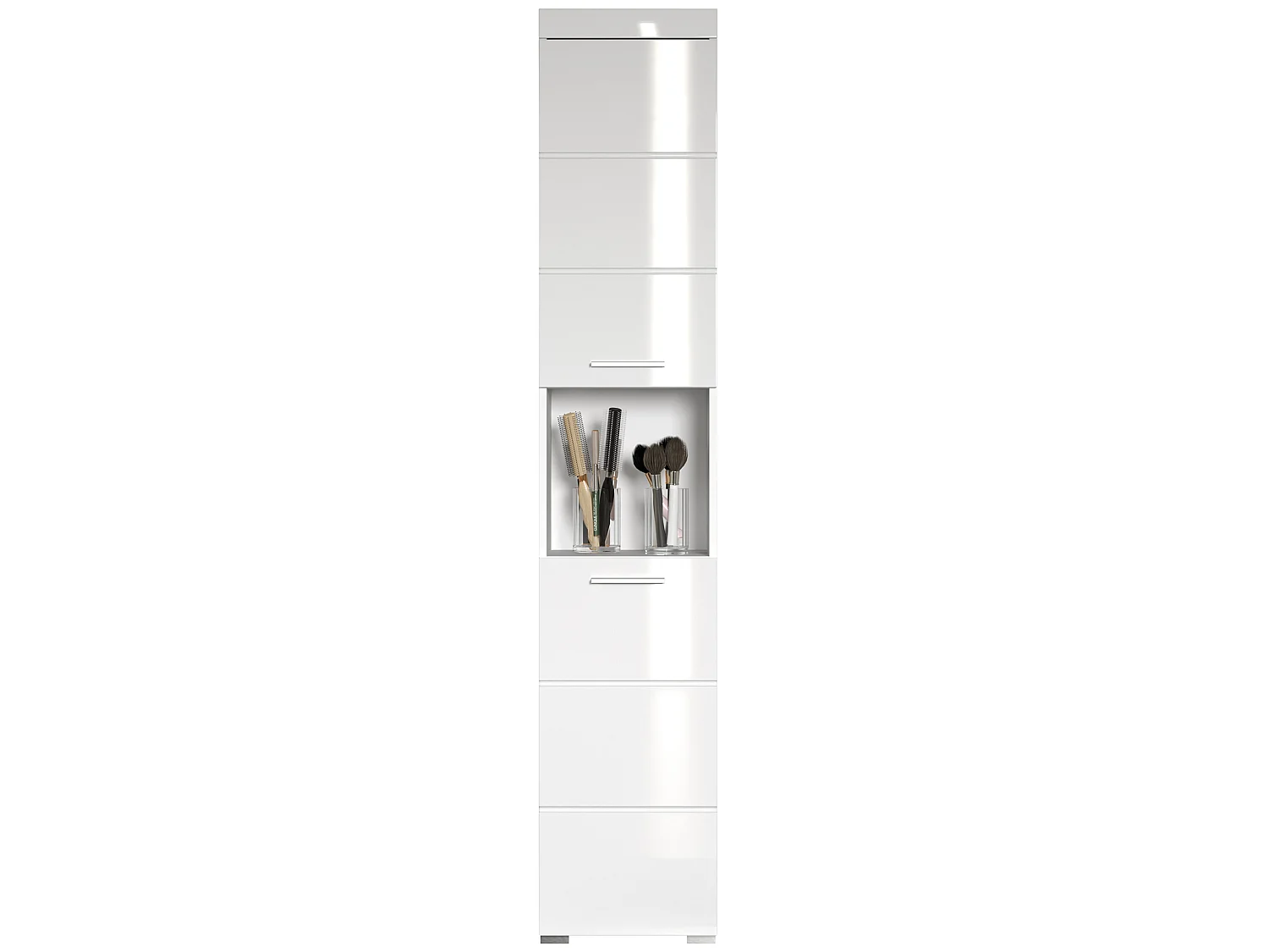 Colonne de salle de bain avec 2 portes coloris blanc mat, blanc brillant