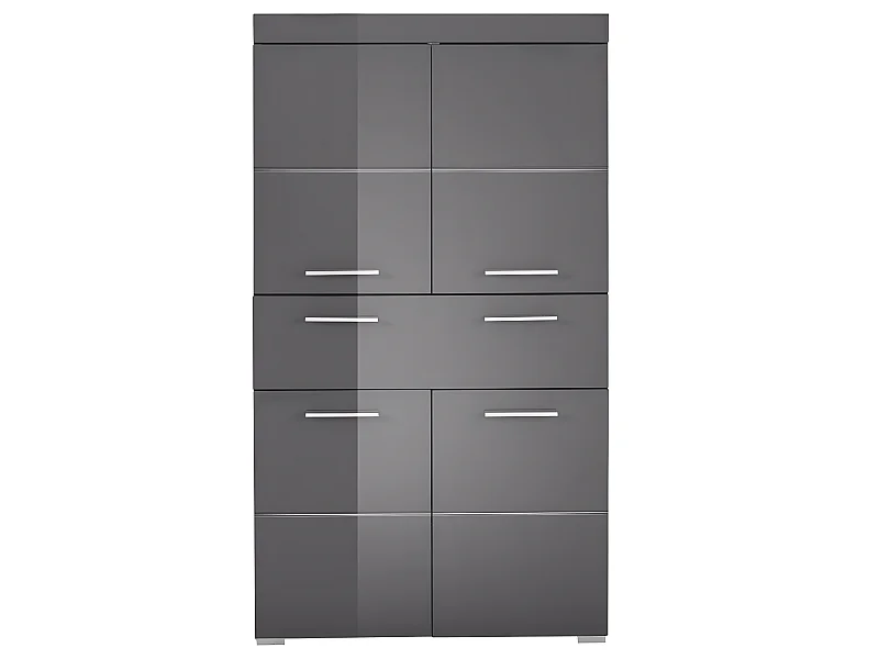 Commode de rangement avec 4 portes de salle de bain  -  L. 73  x H.  132 x P.  31 cm