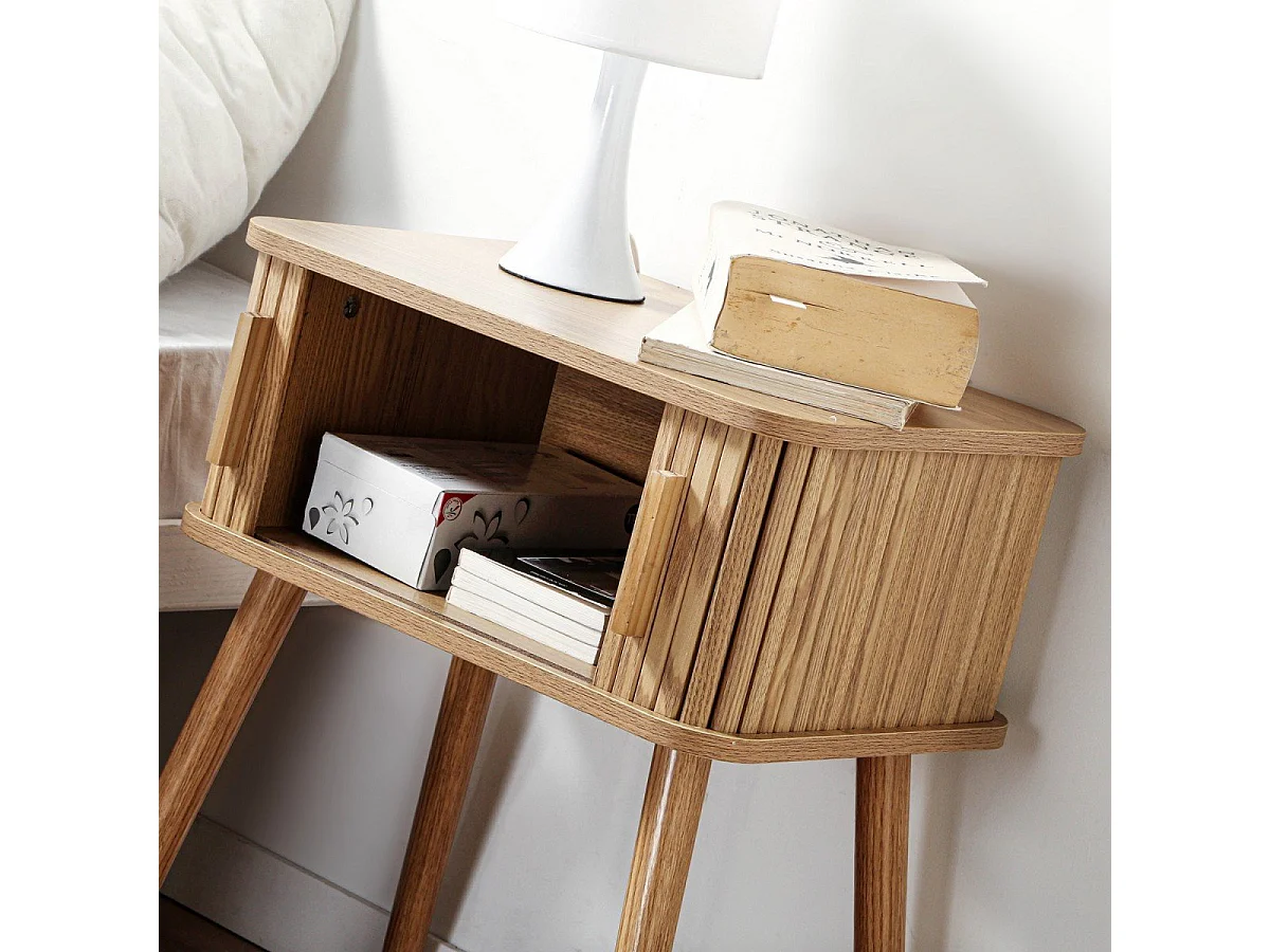 Table de Chevet Vintage 2 Portes Coulissantes H58cm - ERNEST