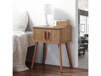 Table de Chevet Vintage 2 Portes Coulissantes H58cm - ERNEST
