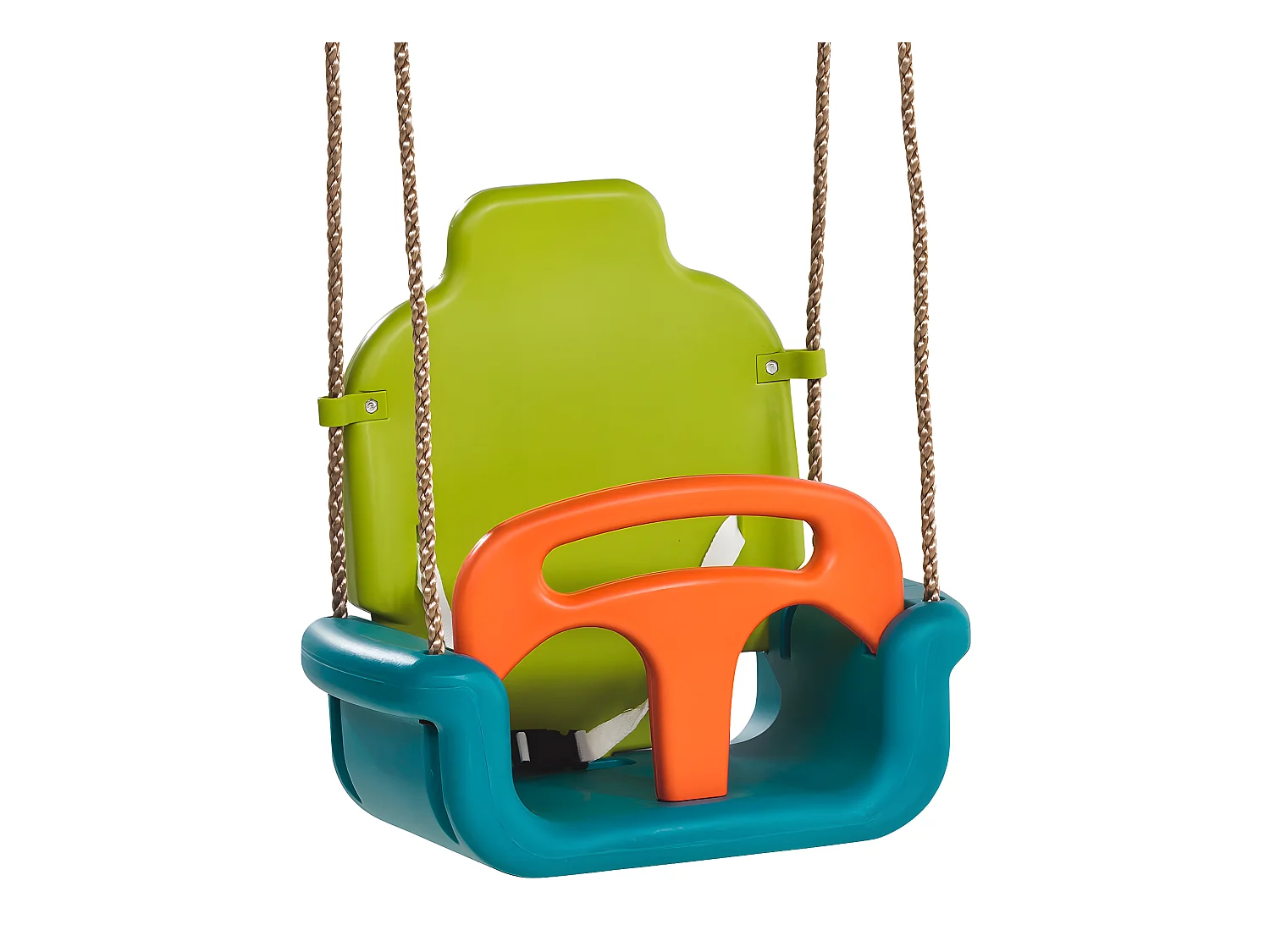 Balançoire bébé évolutive 3 en 1en plastique vert citron/turquoise/orange