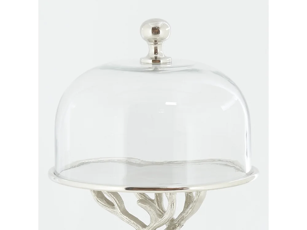 Cloche en verre sur support aluminium Cerf