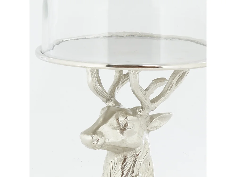 Cloche en verre sur support aluminium Cerf