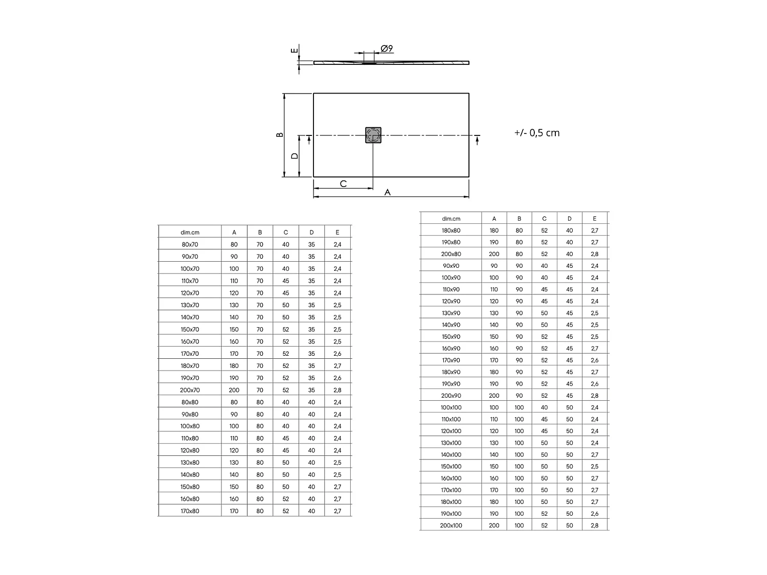 Plato de ducha extraplano STRATO con superficie de pizarra, rectangular, blanco  90 x 120 cm
