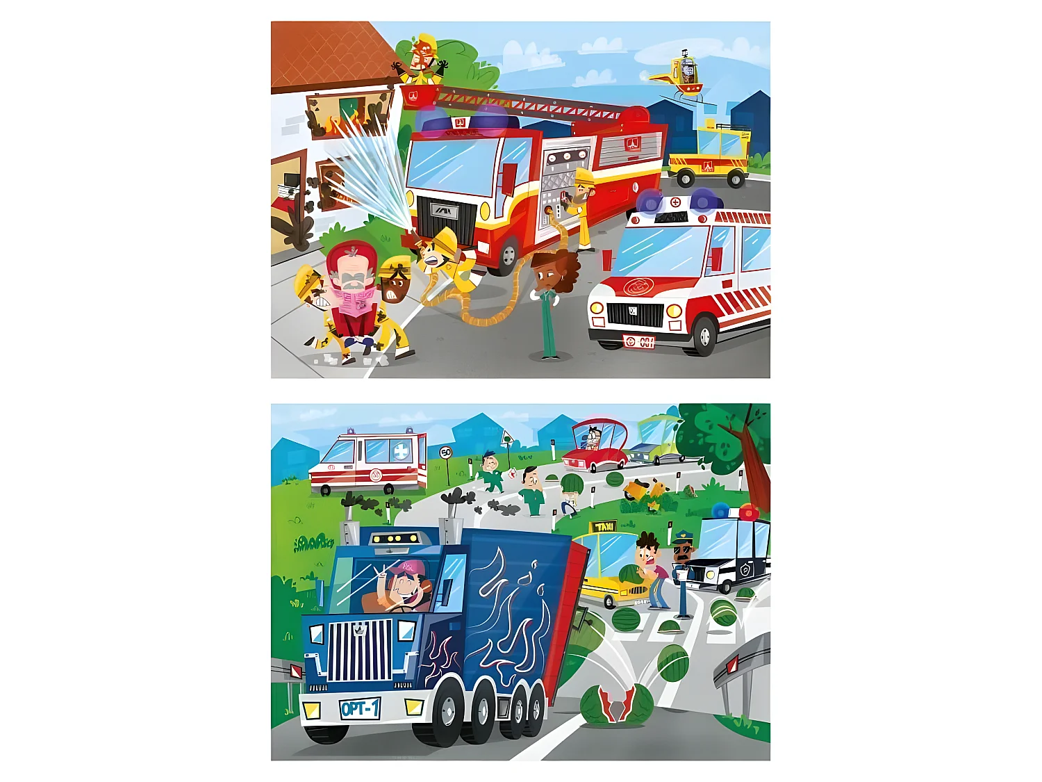 PUZZLES 2x60 pieces - Vehicules de secours